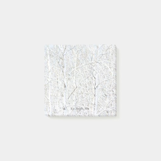 北の雪の森林の上 ポストイット (正面)
