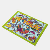 北の鳥があるカラフル民俗様式 ドアマット (アングル)