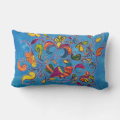 北の鳥と青の背景 ランバークッション (裏面)