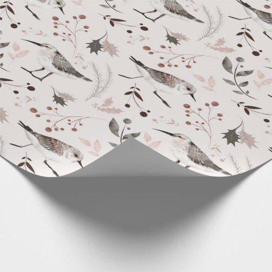 北の鳥の小枝の果実葉植物学剤 ラッピングペーパー (角)
