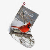 北の（鳥）ショウジョウコウカンチョウ ラージクリスマスストッキング (正面 (吊り時))