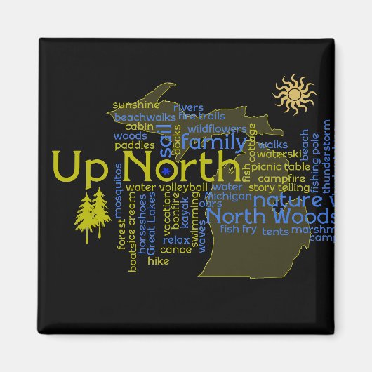 北へ – ミシガン州 マグネット (正面)