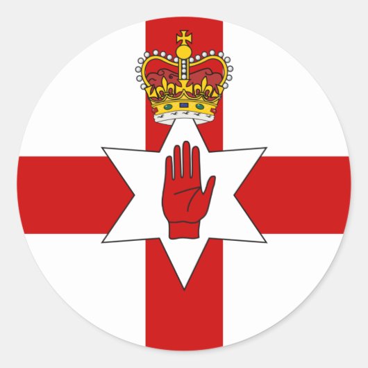 北アイルランドのステッカー、アイルランド、ベルファスト、アルスター国旗 ラウンドシール (正面)