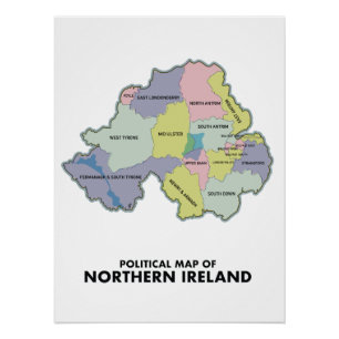 北アイルランドの政治地図 ポスター