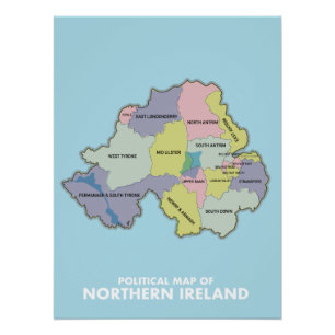 北アイルランドの政治地図 ポスター