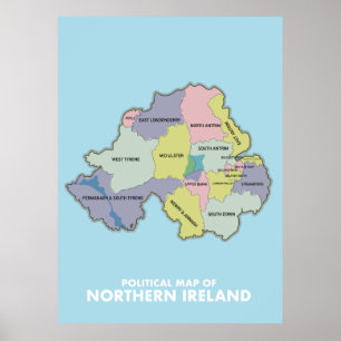 北アイルランドの政治地図。 ポスター