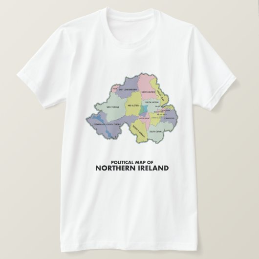 北アイルランドの政治地図 Tシャツ (デザイン正面)