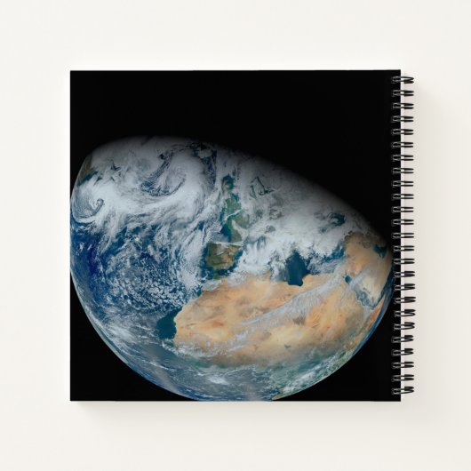 北アフリカと南西ヨーロッパを示す地球 ノートブック (裏面)