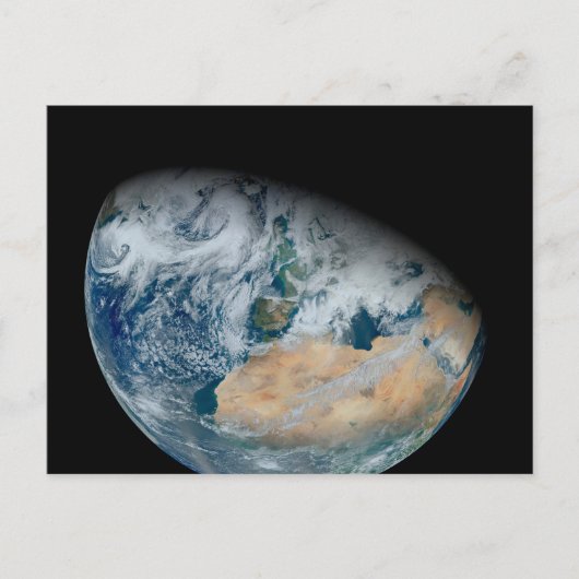 北アフリカと南西ヨーロッパを示す地球 ポストカード (正面)