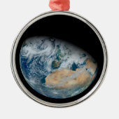 北アフリカと南西ヨーロッパを示す地球 メタルオーナメント (正面)