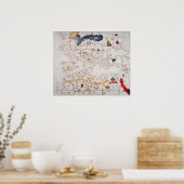 北アフリカのカタロニアの地図のコピー ポスター (キッチン)