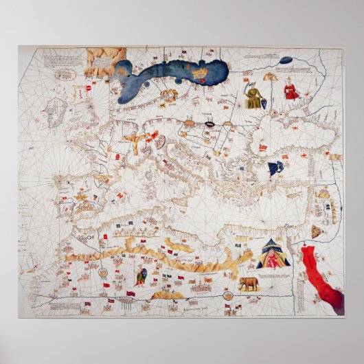 北アフリカのカタロニアの地図のコピー ポスター (正面)