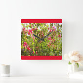 北アフリカフラワーズオリジナルプリント スクエア壁時計 (ホーム)