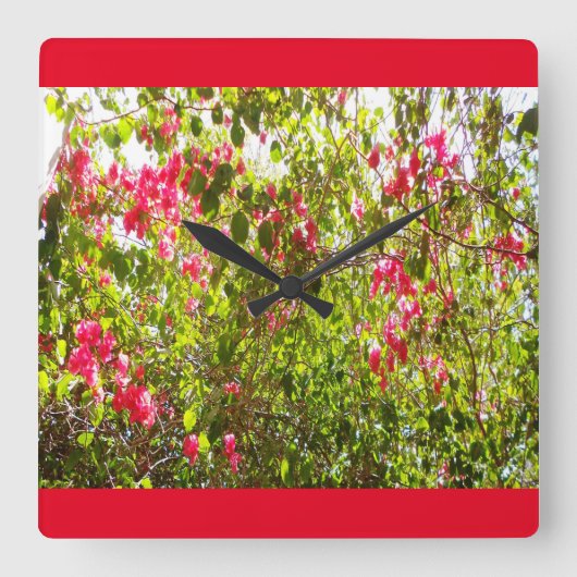 北アフリカフラワーズオリジナルプリント スクエア壁時計 (正面)