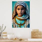 北アフリカ出身の若くて貧しい茶色の少女 ポスター (キッチン)