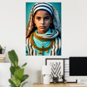 北アフリカ出身の若くて貧しい茶色の少女 ポスター (ホームオフィス)