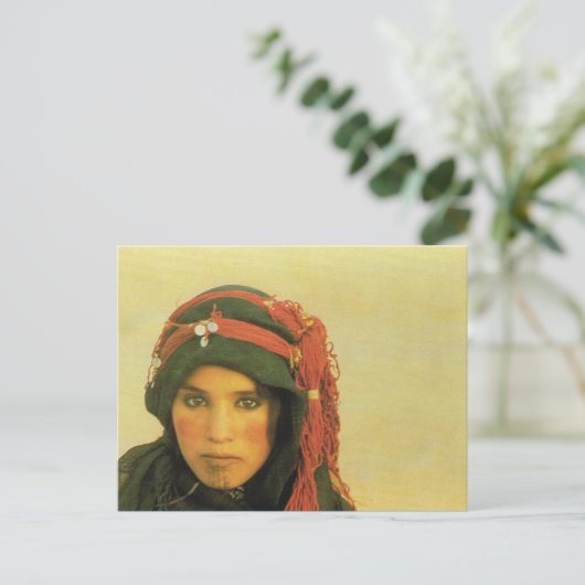 北アフリカ、モロッコ、若いイスラム教徒の女の子 ポストカード (スタンド正面)