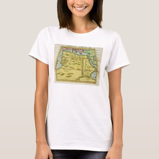 北アフリカ、c.1580s (着色された版木、銅版、版画)の地図 tシャツ (正面)