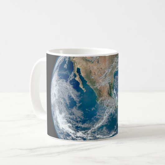 北アメリカとメキシコを示す完全な地球。 コーヒーマグカップ (正面左)