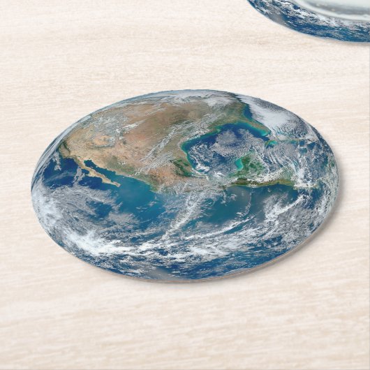 北アメリカとメキシコを示す完全な地球。 ラウンドペーパーコースター (アングル)