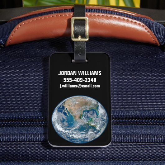 北アメリカとメキシコを示す完全な地球。 ラゲッジタグ (正面インサイチュ2)