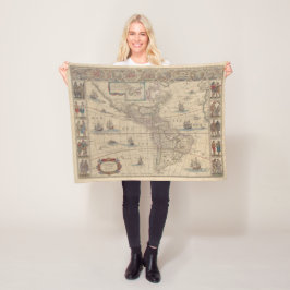 北アメリカと南アメリカの初期地図 フリースブランケット