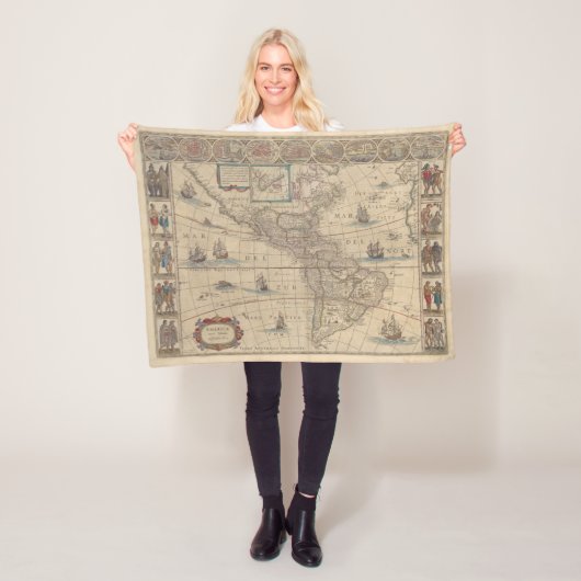 北アメリカと南アメリカの初期地図 フリースブランケット (インサイチュ)