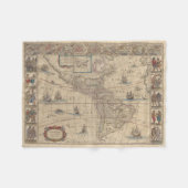 北アメリカと南アメリカの初期地図 フリースブランケット (正面(横))