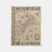 北アメリカと南アメリカの初期地図 フリースブランケット (正面)