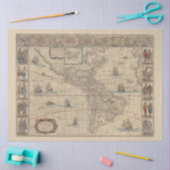 北アメリカと南アメリカの初期歴史地図 薄葉紙 (クラフト)