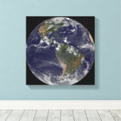 北アメリカと南アメリカを示す全地球2 キャンバスプリント (インサイチュ (ウッドフロア))