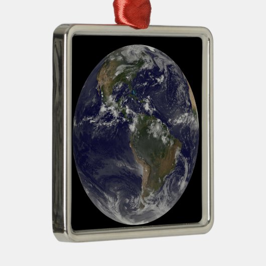 北アメリカと南アメリカを示す全地球2 メタルオーナメント (右)