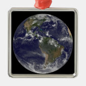 北アメリカと南アメリカを示す全地球2 メタルオーナメント (正面)