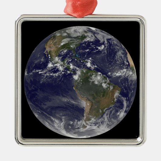 北アメリカと南アメリカを示す全地球2 メタルオーナメント (正面)