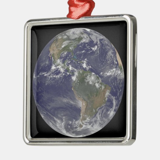 北アメリカと南アメリカを示す全地球2 メタルオーナメント (左)