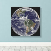 北アメリカと南アメリカを示す全地球3 キャンバスプリント (インサイチュ (ウッドフロア))