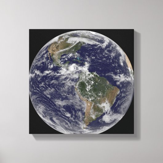 北アメリカと南アメリカを示す全地球3 キャンバスプリント (正面)