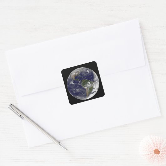 北アメリカと南アメリカを示す全地球5 スクエアシール (封筒)