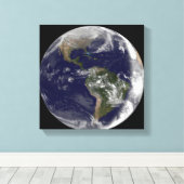 北アメリカと南アメリカを示す全地球7 キャンバスプリント (インサイチュ (ウッドフロア))