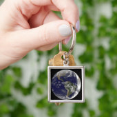 北アメリカと南アメリカを示す全地球7 キーホルダー (手)