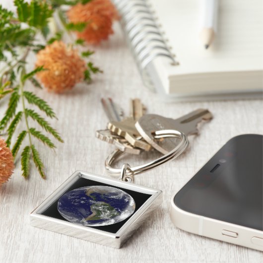 北アメリカと南アメリカを示す全地球7 キーホルダー (側面)