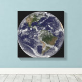 北アメリカと南アメリカを示す全地球 キャンバスプリント (インサイチュ (ウッドフロア))