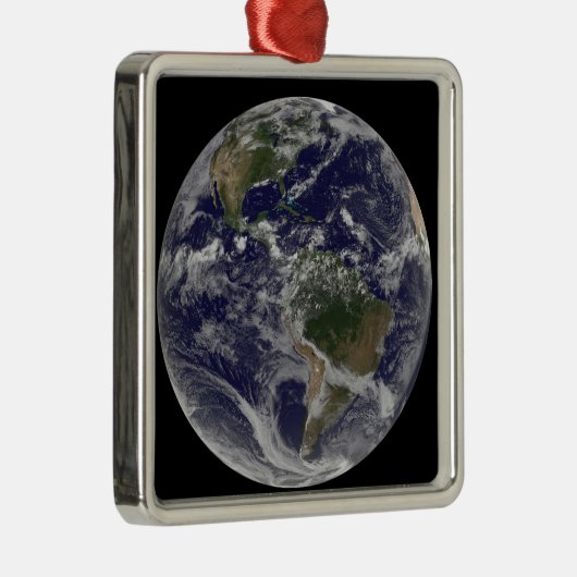 北アメリカと南アメリカを示す全地球 メタルオーナメント (右)
