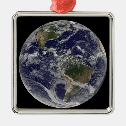 北アメリカと南アメリカを示す全地球 メタルオーナメント (正面)