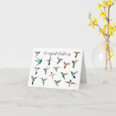 北アメリカのハミングバードおめでとう カード (黄色い花)