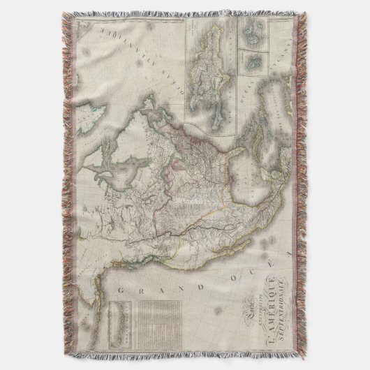 北アメリカの刻まれた地図 スローブランケット (正面縦)