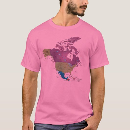 北アメリカの地図のTシャツ Tシャツ (正面)