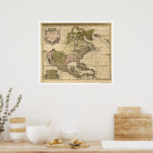 北アメリカの地図アレクシス・ヒューバート・ジャイルロ1694 ポスター (キッチン)