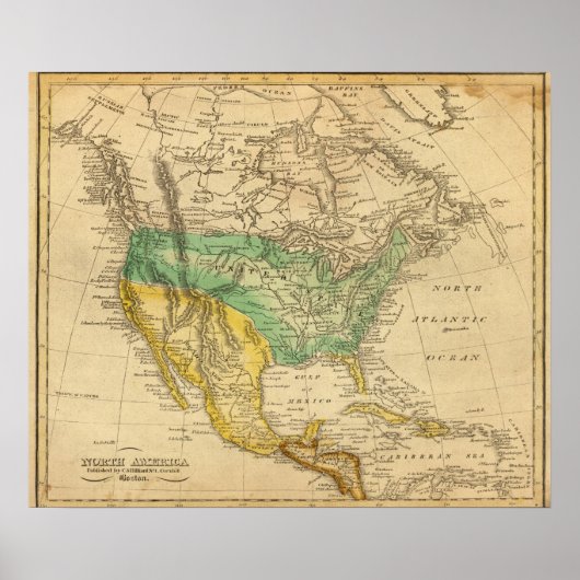 北アメリカの地図バイワーチェスター ポスター (正面)