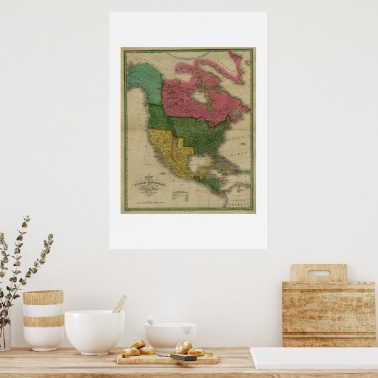 北アメリカの地図1826年 ポスター (キッチン)